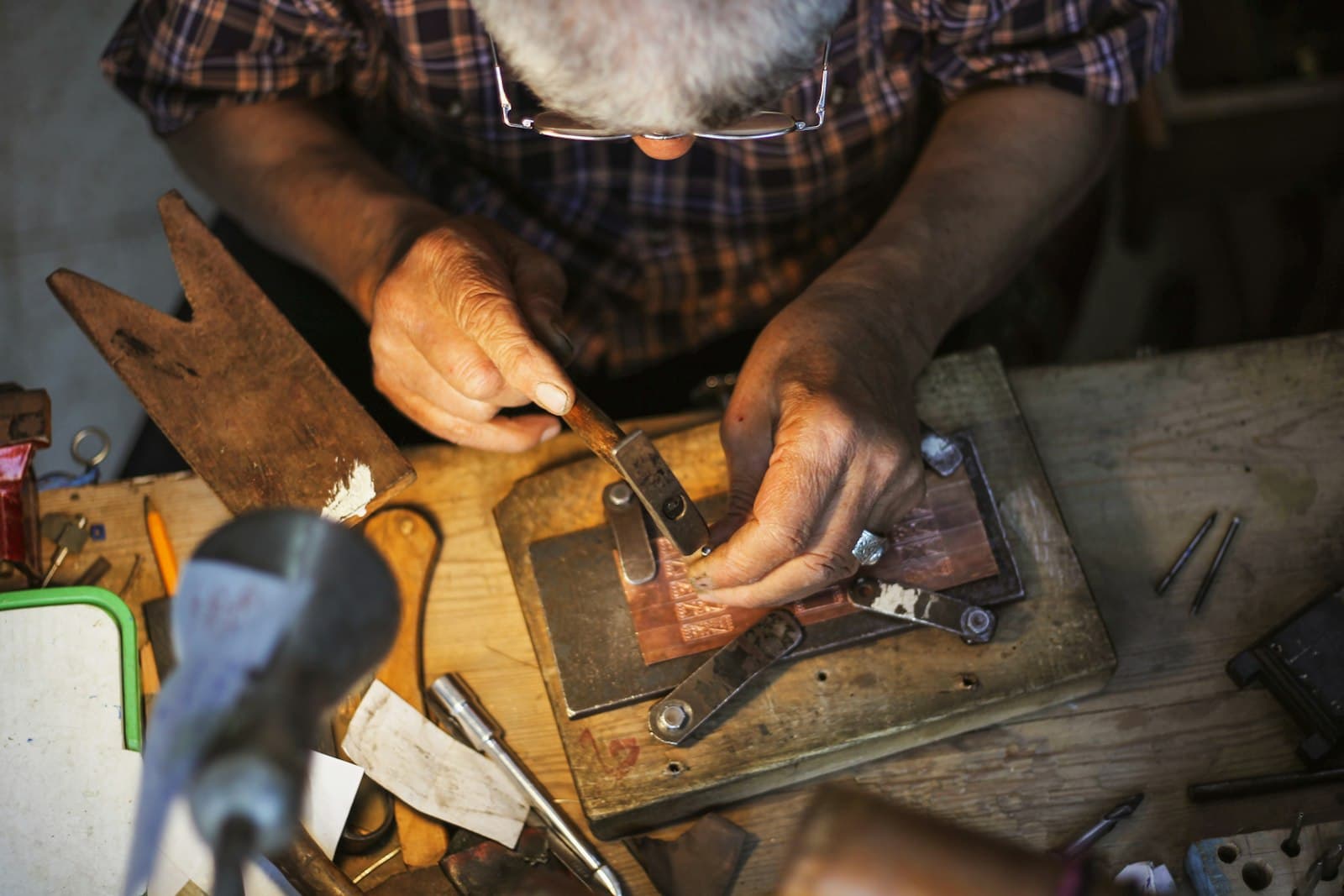 Artisan focused on detailed craftsmanship